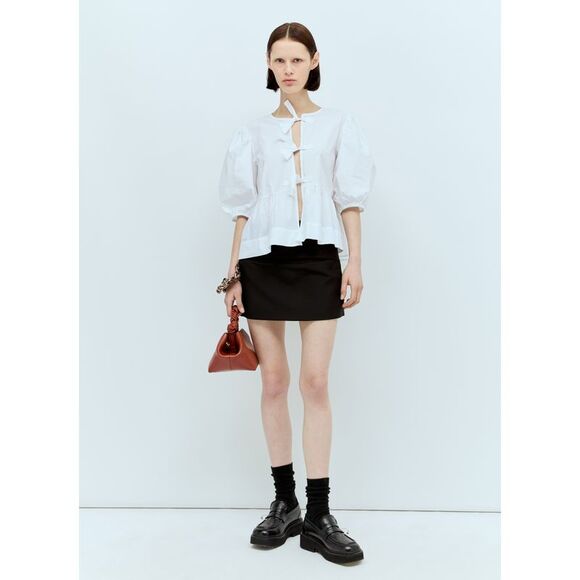 Ganni Women Cotton Poplin Peplum Blouse